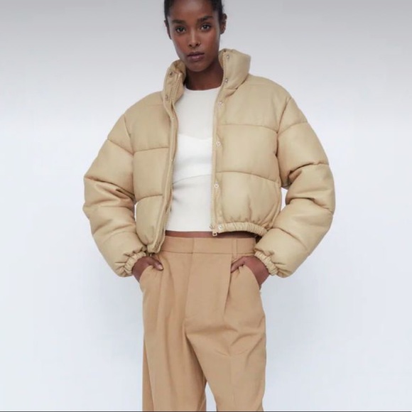 Beige Leather Bomber - Picture 2 of 2